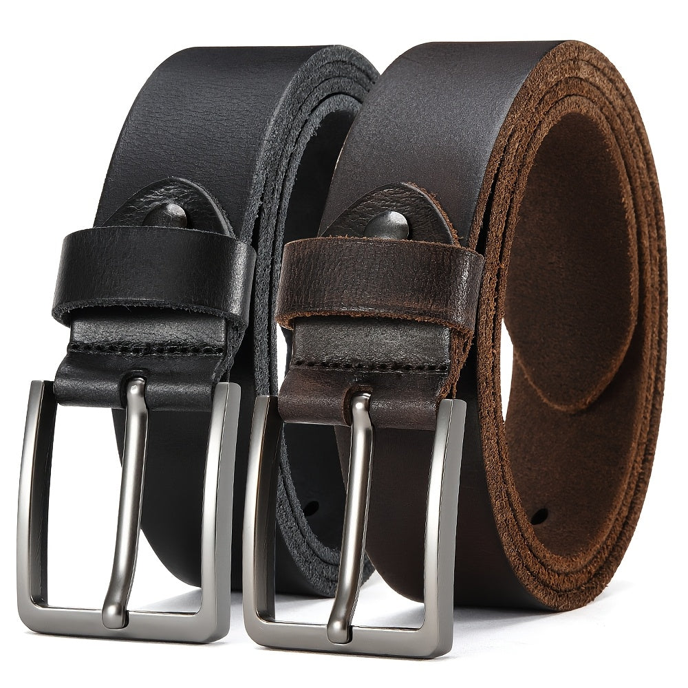 Men's Belt - 's Genuine Leather Set 2-Pack Alloy Pin Buckle, 4 Color Combos, Waist 30 - product detail view 21