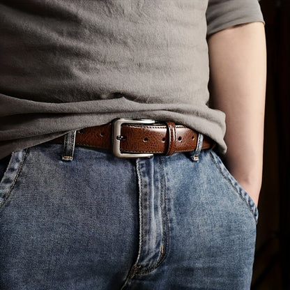 Men's Belt - 's Leather 2-Pack Pin Buckle Casual Retro Genuine Style Jeans Set - product detail view 14