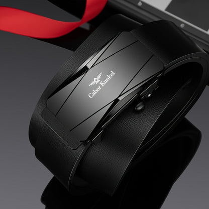 Men's Belt - 's Leather Automatic Buckle Genuine Cowhide No-Hole Ratchet Dress for - product detail view 3