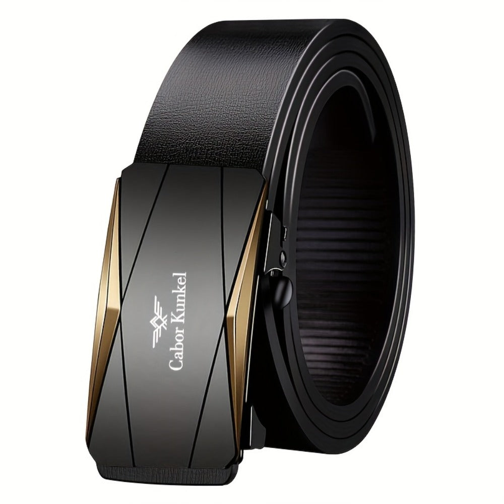 Men's Belt - 's Leather Automatic Buckle Genuine Cowhide No-Hole Ratchet Dress for - product detail view 5