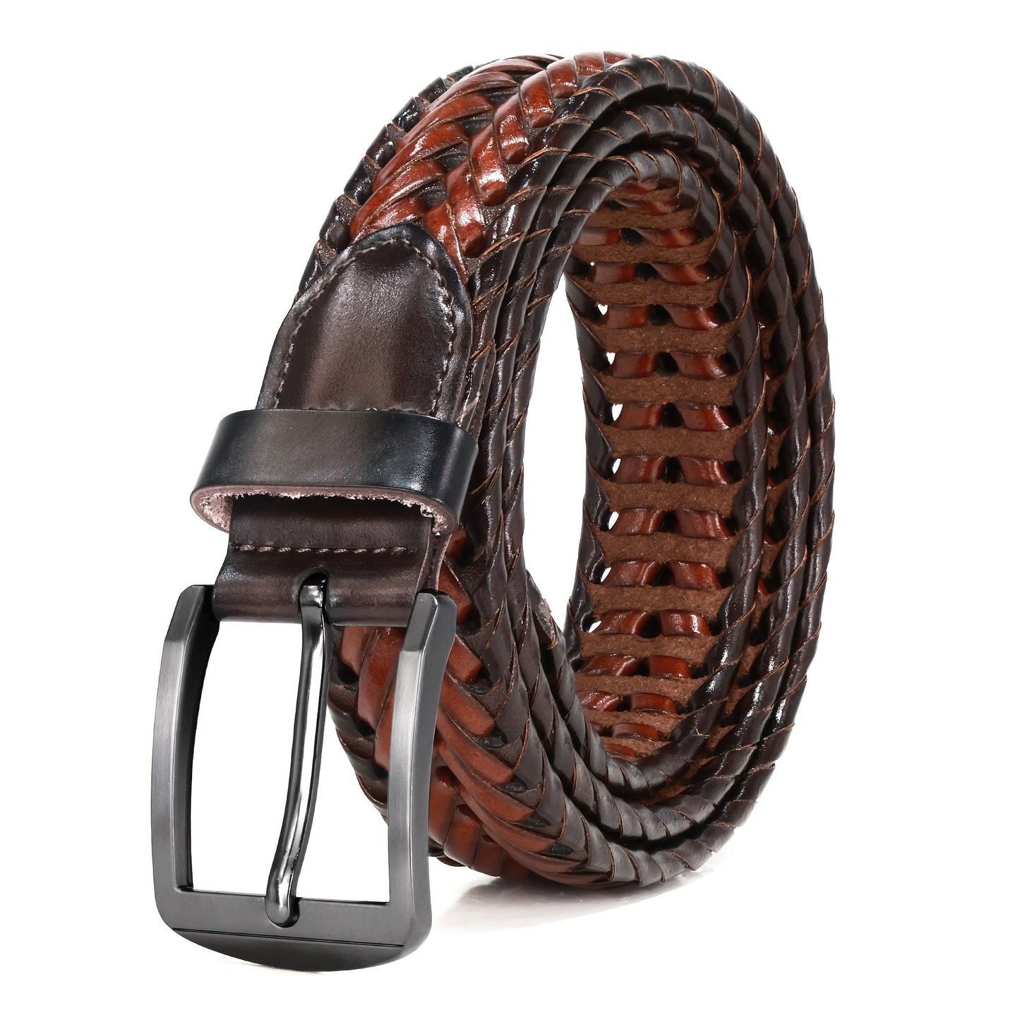 Men's Belt - 's Leather Braided Casual Dress for Jeans Golf Pants, 5 Colors, Sizes 34 - product detail view 16