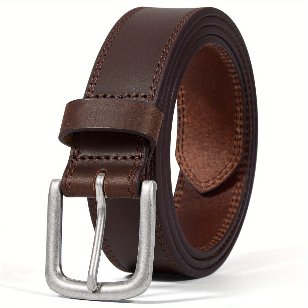 Men's Belt - 's Leather Full Grain Genuine Leather Handmade Dress Stainless Steel - product detail view 5