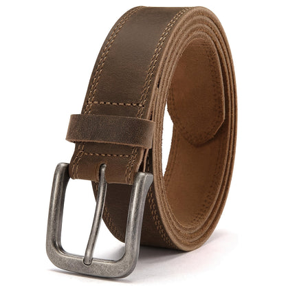 Men's Belt - 's Leather Full Grain Genuine Leather Handmade Dress Stainless Steel - product detail view 41