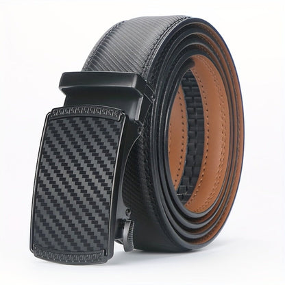 Men's Belt - 's Leather Ratchet Automatic Buckle Adjustable Trim-to-Fit No Hole Design - product detail view 5