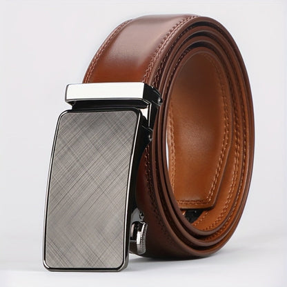 Men's Belt - 's Leather Ratchet Automatic Buckle Adjustable Trim-to-Fit No Hole Design - product detail view 7