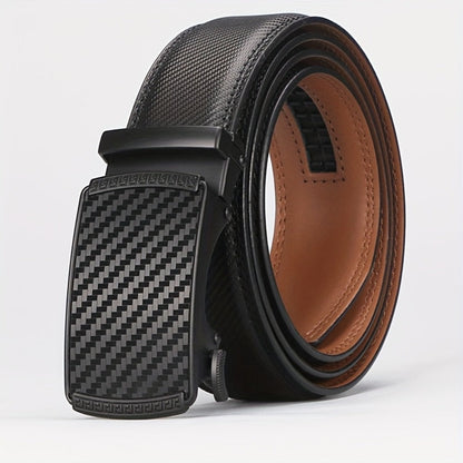 Men's Belt - 's Leather Ratchet Automatic Buckle Adjustable Trim-to-Fit No Hole Design - product detail view 9