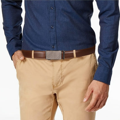 Men's Belt - 's Leather Ratchet Automatic Buckle Adjustable Trim-to-Fit No Hole Design - product detail view 10