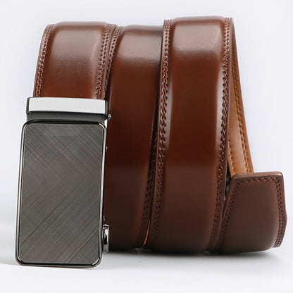 Men's Belt - 's Leather Ratchet Automatic Buckle Adjustable Trim-to-Fit No Hole Design - product detail view 14