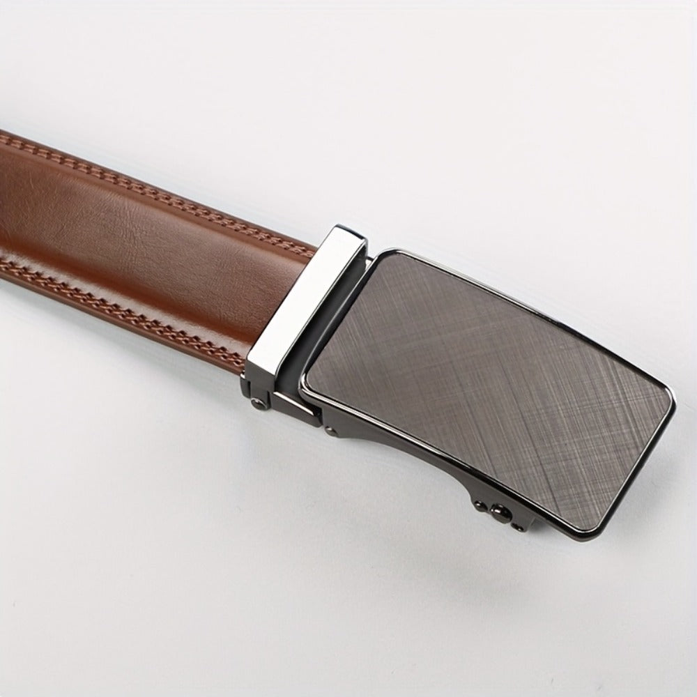 Men's Belt - 's Leather Ratchet Automatic Buckle Adjustable Trim-to-Fit No Hole Design - product detail view 18
