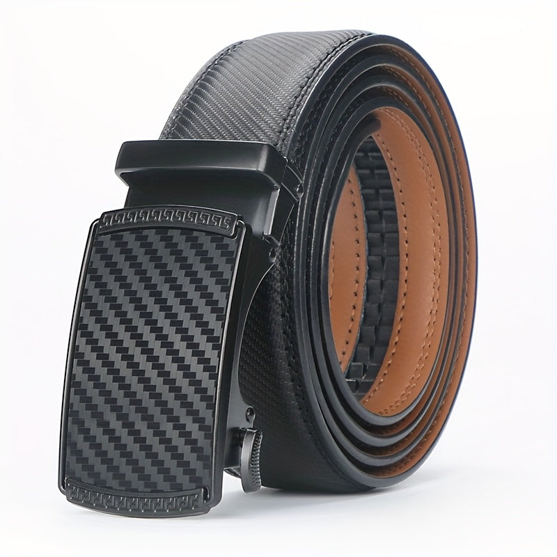 Men's Belt - 's Leather Ratchet Automatic Buckle Adjustable Trim-to-Fit No Hole Design - product detail view 25