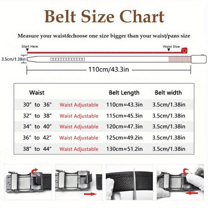 Men's Belt - 's Leather Ratchet Genuine Leather Automatic Buckle No-Hole Stepless - product detail view 2