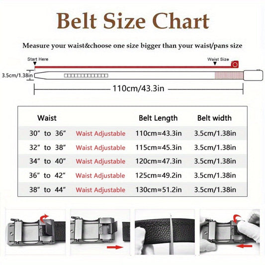 Men's Belt - 's Leather Ratchet Genuine Leather Automatic Buckle No-Hole Stepless - product detail view 2