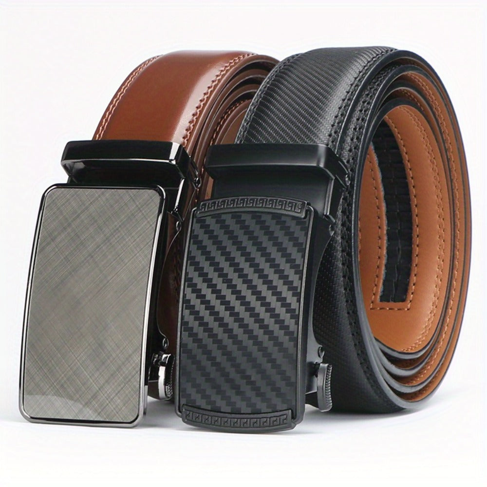 Men's Belt - 's Leather Ratchet Genuine Leather Automatic Buckle No-Hole Stepless - product detail view 13