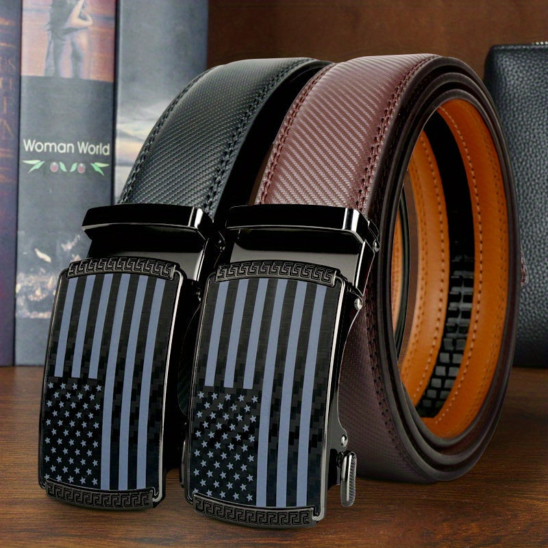 Men's Belt - 's Ratchet Set 2-Pack American Flag Design, Automatic Slide Buckle, Split - product detail view 21