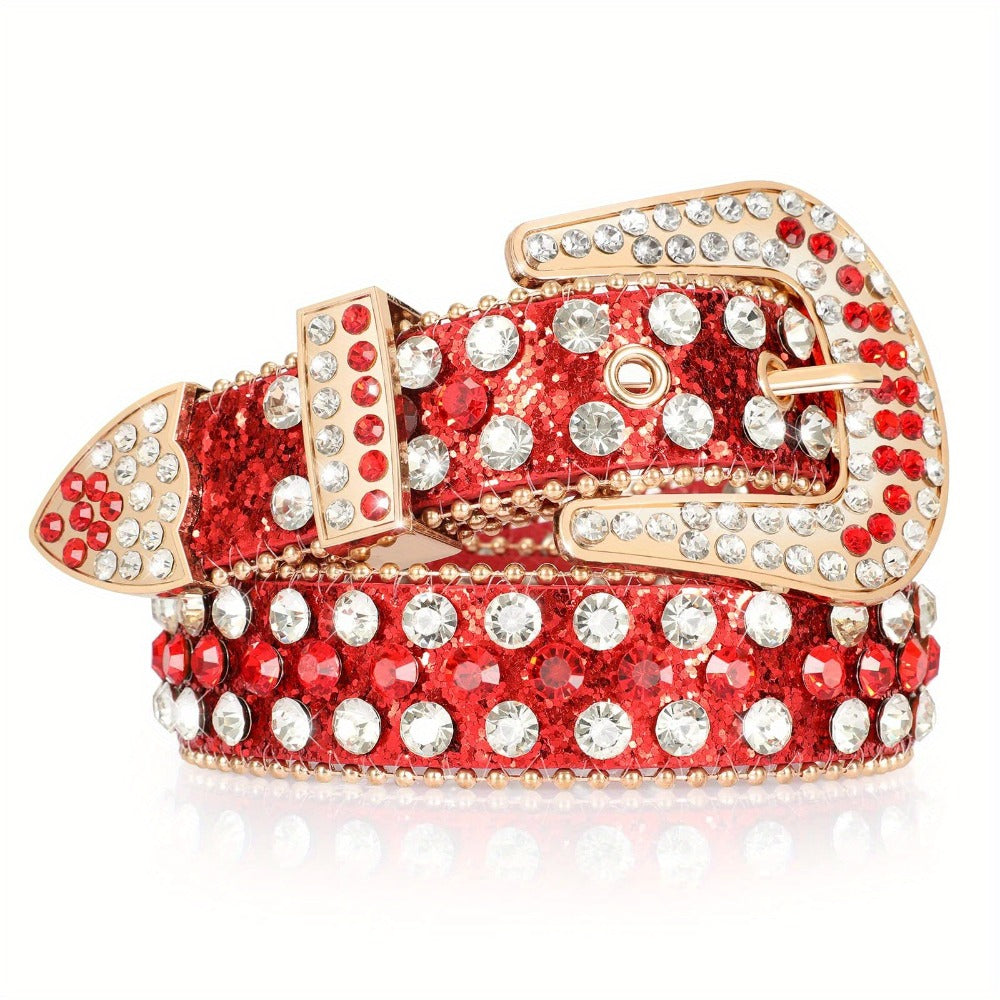 Women's Belt - 's Rhinestone Polka Dot PU Leather Shiny Alloy Buckle Glam Street Style - product detail view 14