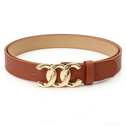 Women's Belt - 's Set 4Pcs - Retro Gold Metal Buckle Adjustable Fashion Waist for Jeans - product detail view 7