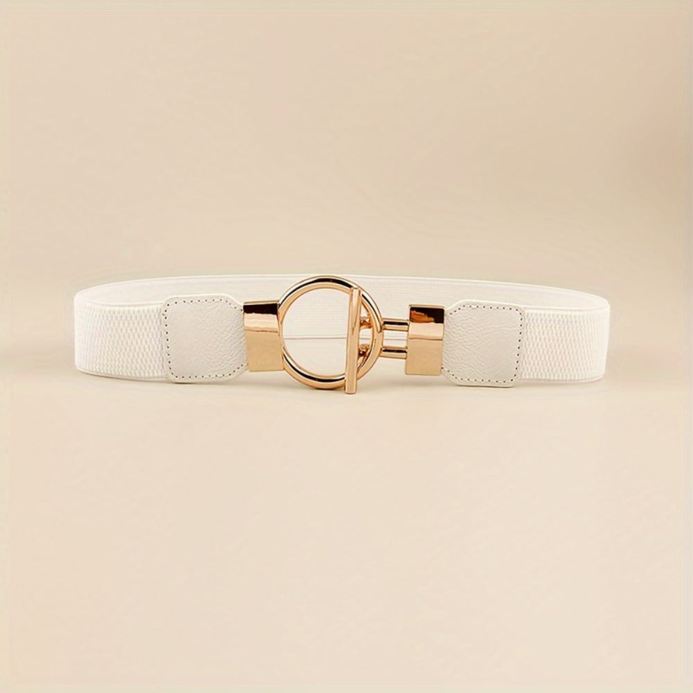 Women's Belt - 's Wide Waist Set 3 Pack Elastic Round Buckle Solid Color Waistband Cinch - product detail view 6