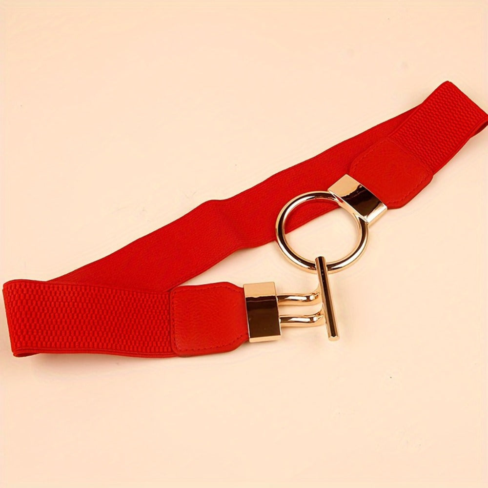 Women's Belt - 's Wide Waist Set 3 Pack Elastic Round Buckle Solid Color Waistband Cinch - product detail view 7