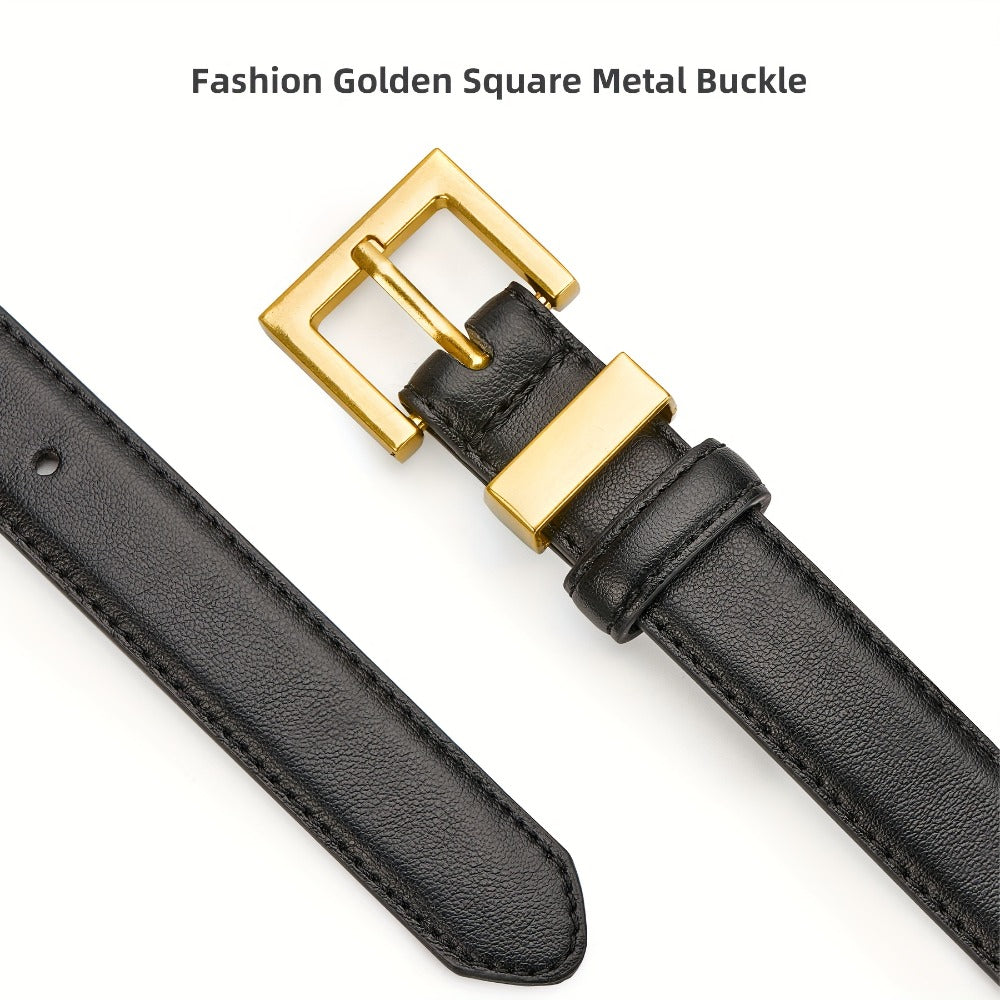 Women's Belt - Square Buckle Set 2pcs for | Gold Square Buckle Waist for Jeans Dresses - product detail view 4