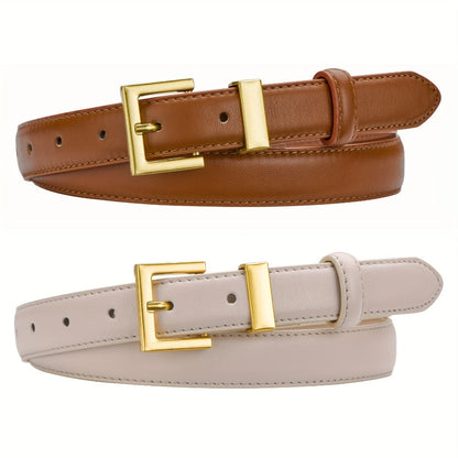 Women's Belt - Square Buckle Set 2pcs for | Gold Square Buckle Waist for Jeans Dresses - product detail view 5