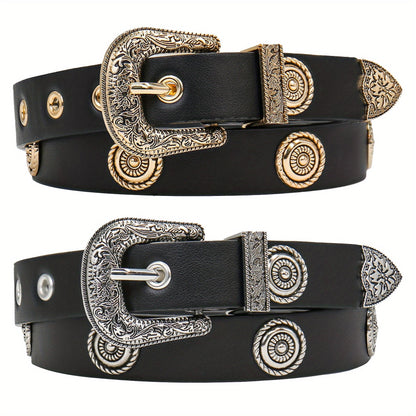 Women's Belt - Studded Cowgirl 2pcs for | Western Punk Rivet Waist for Dresses Pants - product detail view 14