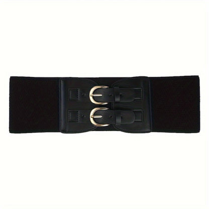 Women's Belt - Wide Corset for Bimetallic Buckle Elastic Waist - Casual Dress Shirt - product detail view 13