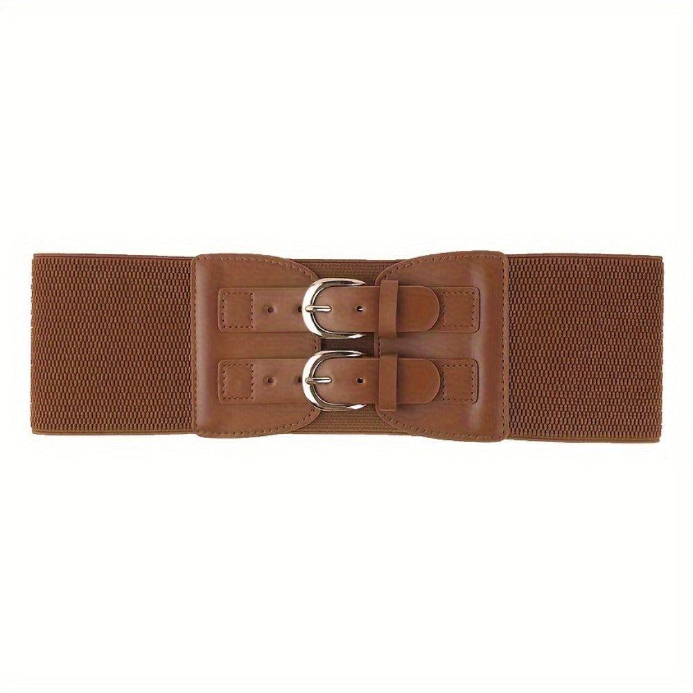Women's Belt - Wide Corset for Bimetallic Buckle Elastic Waist - Casual Dress Shirt - product detail view 14