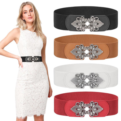 Women's Belt - Wide Elastic Waist 4 Pack Vintage Elastic Tie Waistband Corset Set Boho - product detail view 16