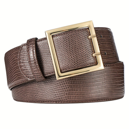 Women's Belt - Wide for Golden Double Prong Buckle Waist Ladies Fashion Cinch for Dresses - product detail view 13