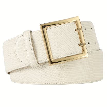 Women's Belt - Wide for Golden Double Prong Buckle Waist Ladies Fashion Cinch for Dresses - product detail view 18