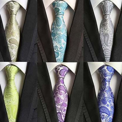 Men's Necktie - 6 Pack Jacquard Woven 100% Polyester Classic Formal Ties - 57 Inch Length - product detail view 24