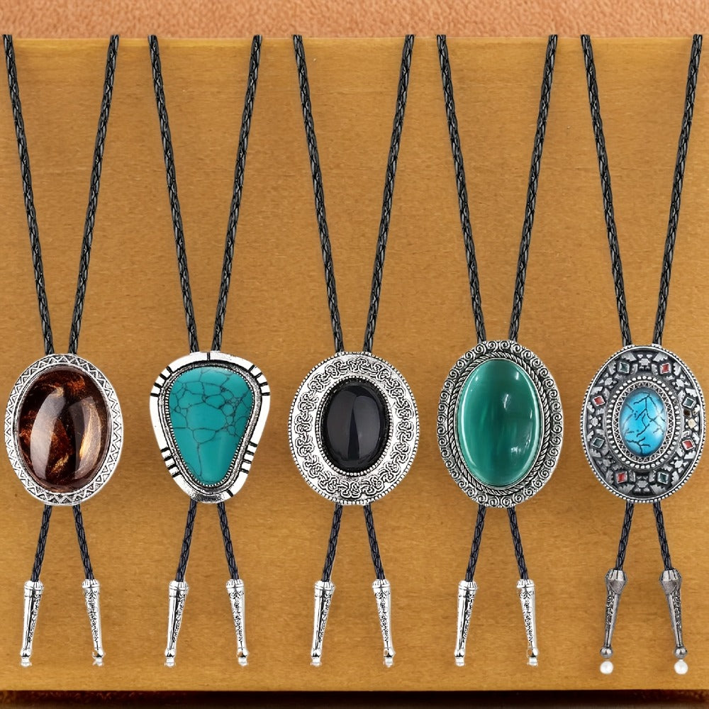 Men's Necktie - Bolo Tie Set 5 Styles for Women Hand-Braided Leather Western Cowboy - product detail view 9
