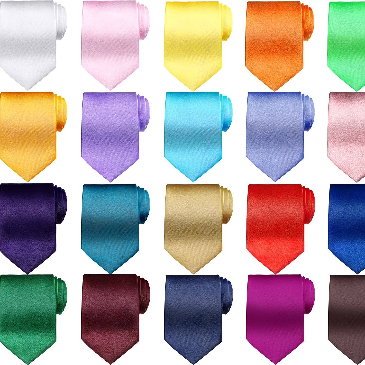 Men's Necktie - Bulk 24 Pack Solid Color Satin Ties for - Wholesale Groomsmen Wedding - product detail view 9
