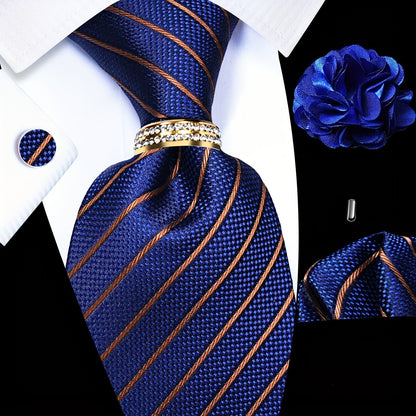 Men's Necktie - Paisley Tie Set for 5 Piece Silk Pocket Square Cufflinks Tie Ring Lapel - product detail view 17