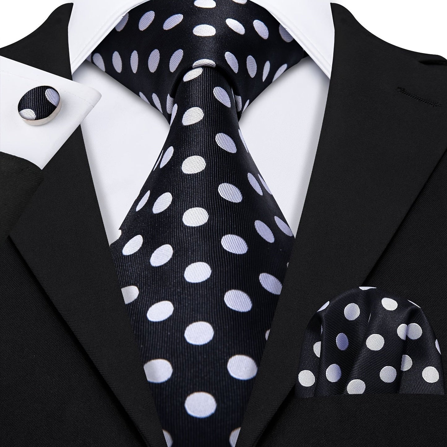 Men's Necktie - 's Set 3pcs Formal Tie with Pocket Square & Cufflinks - Wedding Business - product detail view 2