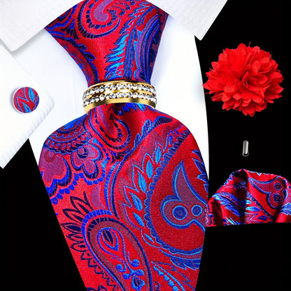 Men's Necktie - 's Wedding Set 5pcs - Matching Tie Pocket Square Cufflinks Tie Ring & - product detail view 15