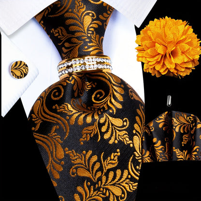Men's Necktie - Silk Tie Set for 5 Piece 2400 Thread Count Pocket Square Cufflinks Lapel - product detail view 26