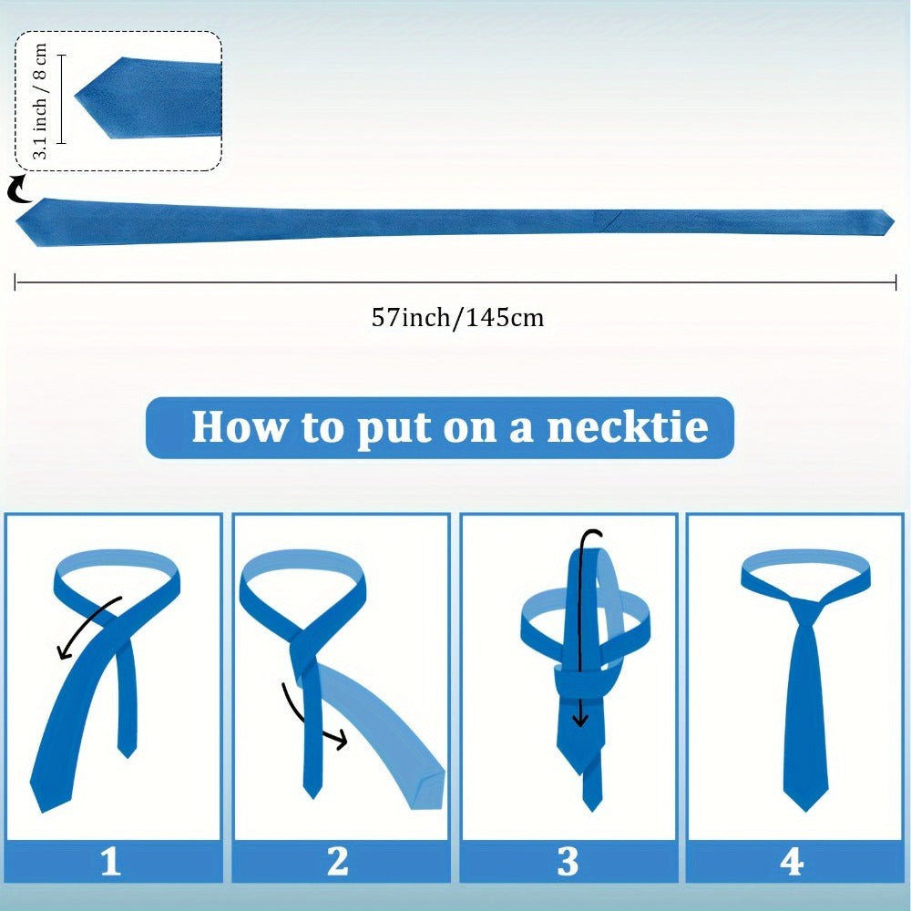 Men's Necktie - Solid Color Bulk 40 Pack Satin Dress Ties Set, Assorted Colors for - product detail view 2