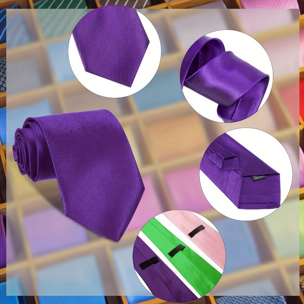 Men's Necktie - Solid Color Bulk 40 Pack Satin Dress Ties Set, Assorted Colors for - product detail view 3
