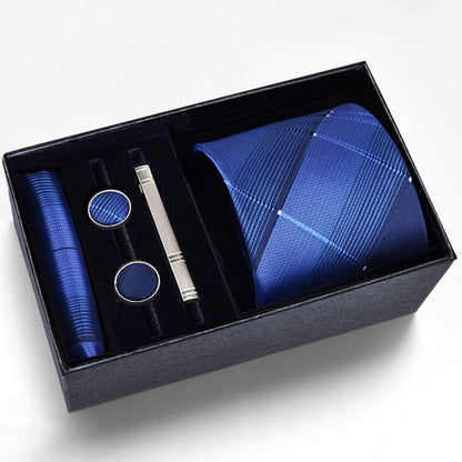 Men's Necktie - Tie Gift Box Set for 5 Piece Pocket Square Cufflinks Tie Clip | Elegant - product detail view 3