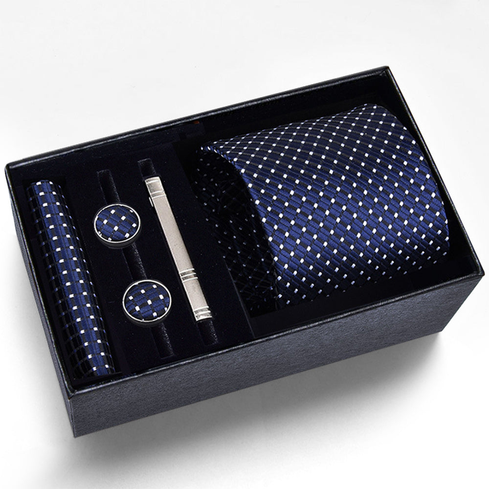 Men's Necktie - Tie Gift Box Set for 5 Piece Pocket Square Cufflinks Tie Clip | Elegant - product detail view 22