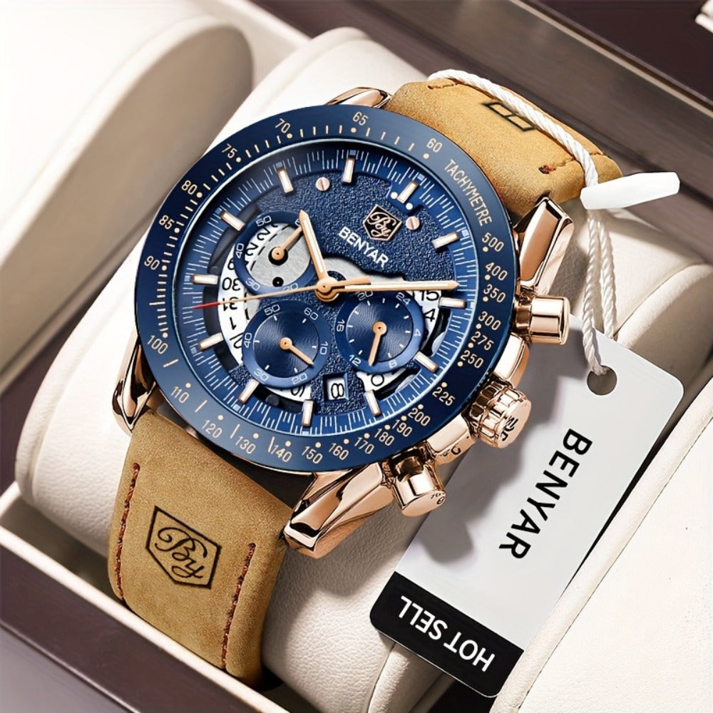 Men's Quartz Watch - BENYAR Luminous Chronograph Analog Big Face Business Sport Casual Fashion - product detail view 3