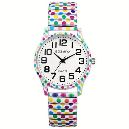 Women's Quartz Watch - Boho for Elastic Stretch Strap Analog Wristwatch - Large Arabic Numeral - product detail view 3
