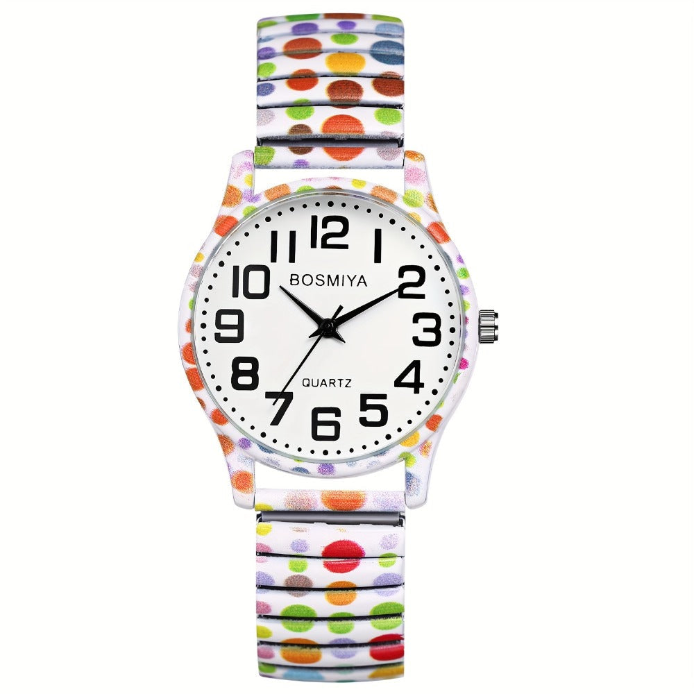 Women's Quartz Watch - Boho for Elastic Stretch Strap Analog Wristwatch - Large Arabic Numeral - product detail view 5