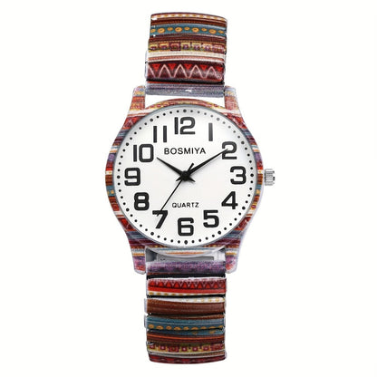 Women's Quartz Watch - Boho for Stretch Stainless Steel Strap, Large Arabic Numeral Dial - product detail view 18