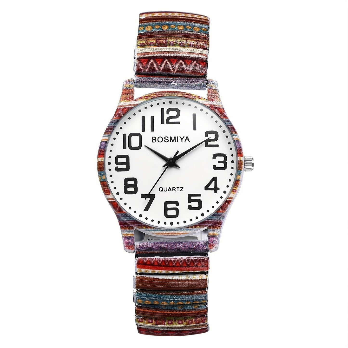 Women's Quartz Watch - Boho for Stretch Stainless Steel Strap, Large Arabic Numeral Dial - product detail view 39