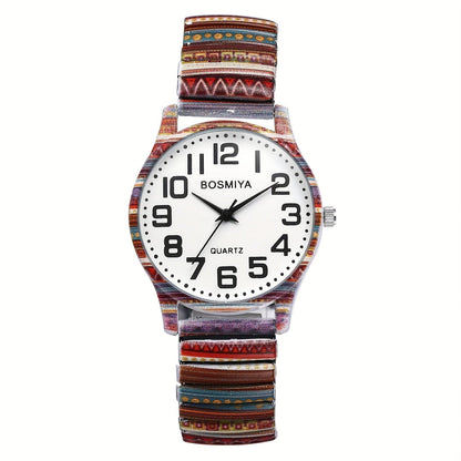 Women's Quartz Watch - Boho for Stretch Stainless Steel Strap, Large Arabic Numeral Dial - product detail view 39