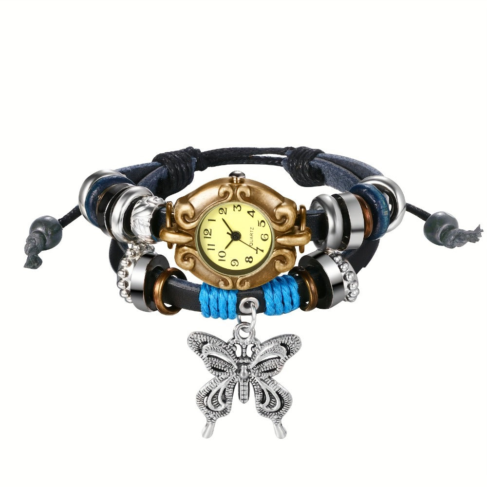 Women's Quartz Watch - Bracelet Vintage Ethnic Analog Faux Leather Cord Multi-Layer Wrap with - product detail view 5