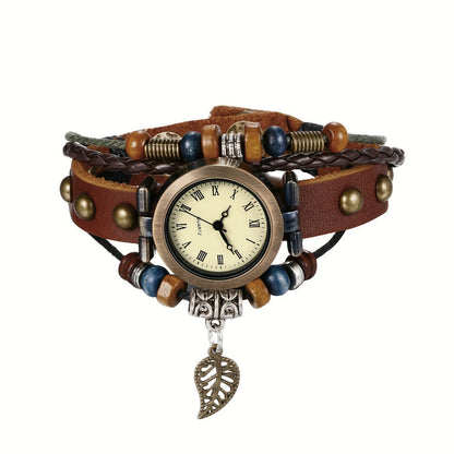 Women's Quartz Watch - Bracelet Vintage Ethnic Analog Faux Leather Cord Multi-Layer Wrap with - product detail view 7