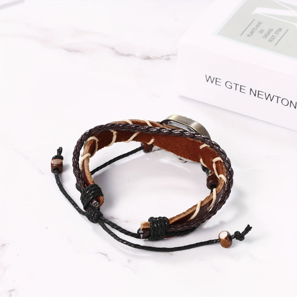 Women's Quartz Watch - Bracelet Vintage Ethnic Analog Faux Leather Cord Multi-Layer Wrap with - product detail view 8